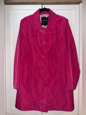 Relativity Fuchsia Button-Front Trench Coat, Size XL